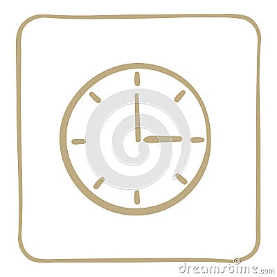 Clock - icon in a light brown frame. Vector graphics. Vector Illustration